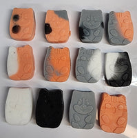 30 Small Cat Head Face One-Use Soaps - Handmade Soap - Gray Grey Orange White Black Custom Colors - Perfect for Cat Lovers