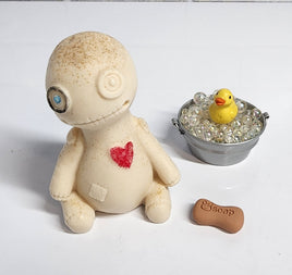 Handmade Soap VooDoo Doll - Handpainted Oatmeal Soap - Darling Little Patchwork Doll 100% Soap - Gentle for Sensitive Skin