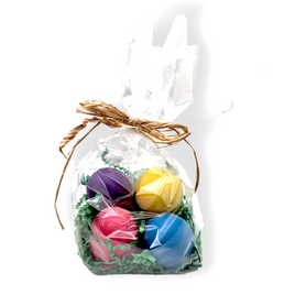 multicolored balls of soap wrapped in a plastic bag