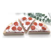soap designed to appear as a pepperoni pizza pie slice