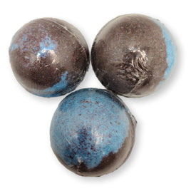 three blue and brown bath bombs