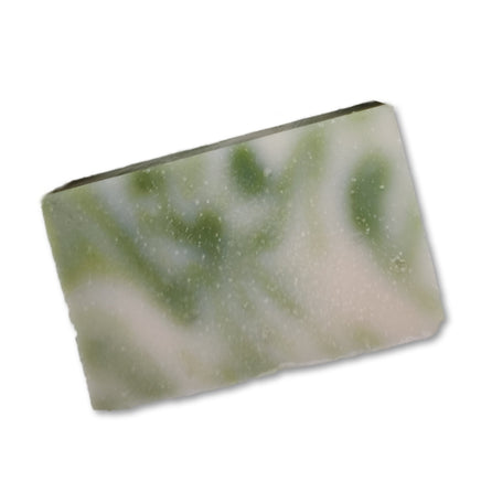 a bar of green and white swirl soap